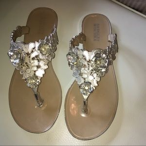 Badgley Mischa Jelly Sandals - Gold flower accent